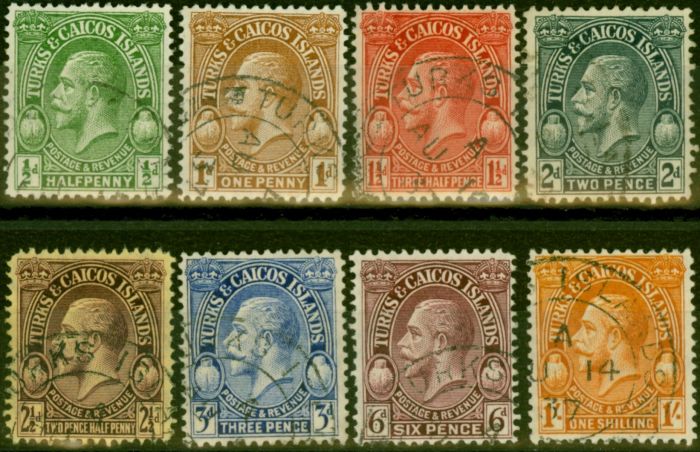 Valuable Postage Stamp Turks & Caicos Islands 1928 Set of 8 to 1s SG176-183 Fine Used