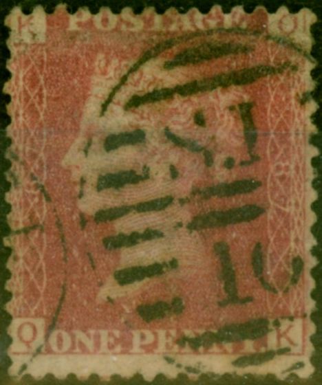 Old Postage Stamp GB 1864 1d Red SG43 Pl 87 Fine Used (2)