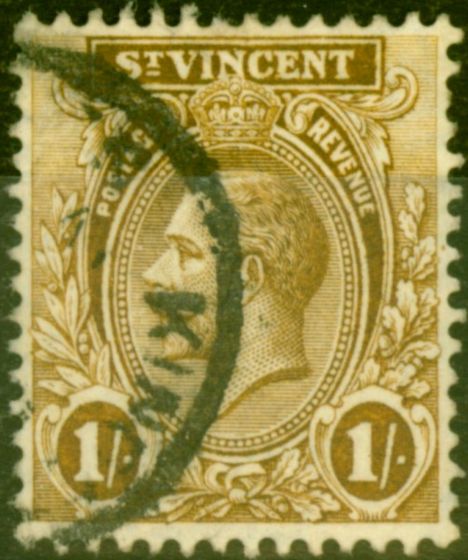 Rare Postage Stamp from St Vincent 1921 1s Bistre-Brown SG138 Fine Used Stamp