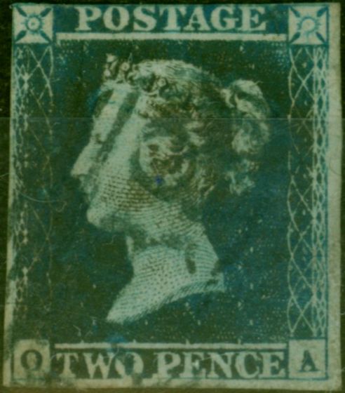 Old Postage Stamp GB 1851 2d Violet-Blue SG15aa (O-A) Good Used