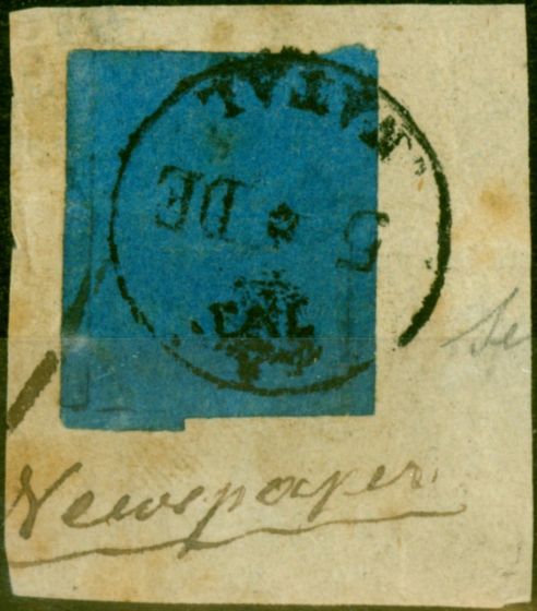 Rare Postage Stamp from Natal 1859 1d Blue SG1 Ave Used Example on Piece B.P.A Certificate