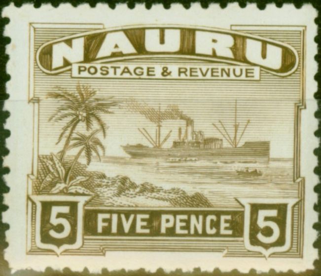 Rare Postage Stamp Nauru 1937 5d Brown SG33b Fine LMM