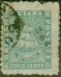 Old Postage Stamp from British Guiana 1866 4c Pale Blue SG91 Fine Used