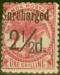 Rare Postage Stamp from Samoa 1898 2 1/2d on 1s Dull Rose-Carmine SG86 Fine Mtd Mint (5)