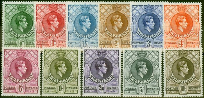 Valuable Postage Stamp Swaziland 1938-43 Set of 11 SG28-38a Fine & Fresh VLMM