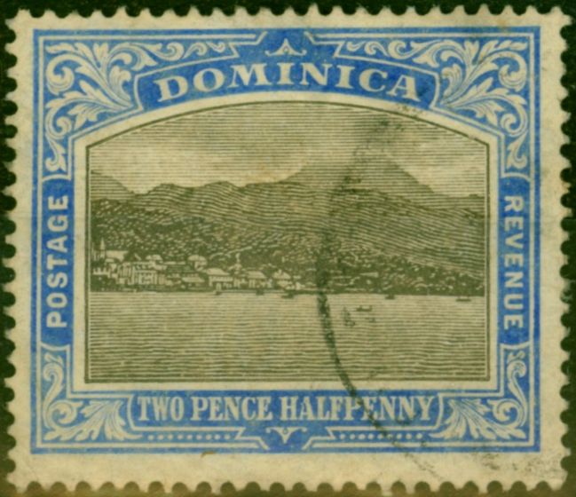 Old Postage Stamp Dominica 1907 2 1/2d Grey & Bright Blue SG40 Good Used