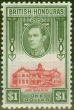 Old Postage Stamp from British Honduras 1938 $1 Scarlet & Olive SG159 V.F Very Lighlty Mtd Mint