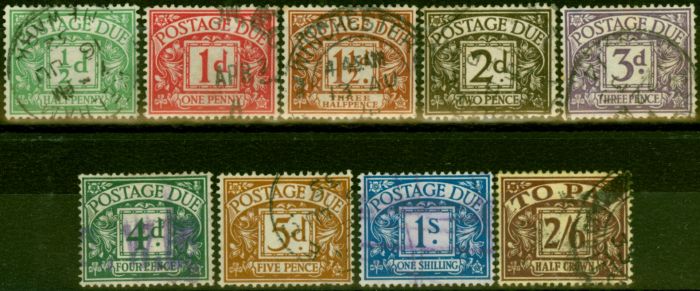 Old Postage Stamp GB 1924-31 Postage Due Set of 9 SGD10-D18 Good Used