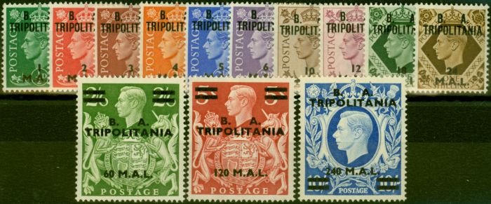 Collectible Postage Stamp Tripolitania 1950 Set of 13 SGT14-T26 Very Fine VLMM
