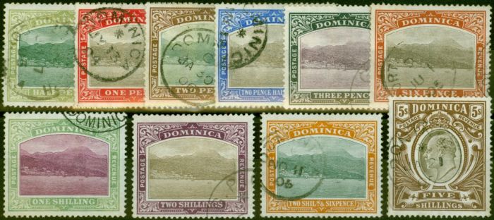 Collectible Postage Stamp from Dominica 1903 Set of 10 SG27-36 V.F.U