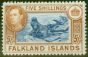 Valuable Postage Stamp from Falkland Is 1938 5s Blue & Chestnut SG161 Fine Very Lightly Mtd Mint