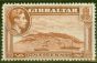 Old Postage Stamp from Gibraltar 1938 1d Yellow-Brown SG122 P.14 Fine Lightly Mtd Mint