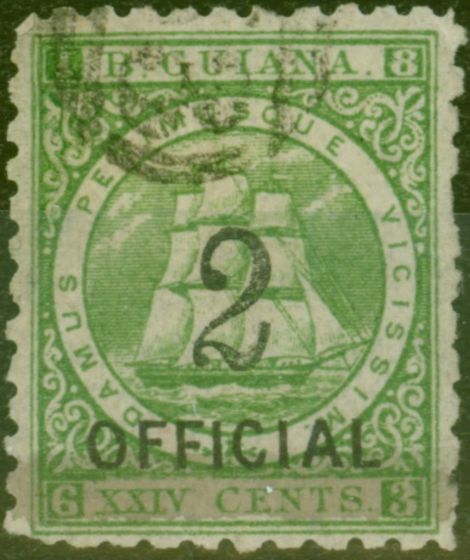 Collectible Postage Stamp from British Guiana 1881 2 on 24c Green SG159 Fine Used EX-Sir Ron Brierley