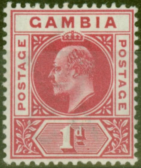 Rare Postage Stamp from Gambia 1902 1d Carmine SG46 Fine Mtd Mint