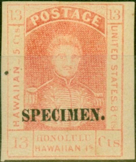 Valuable Postage Stamp from Hawaii 1861 13c Dull Red Specimen SG19s Ordin White Wove Paper Fine & Fresh Lightly Mtd Mint Near Full O.G
