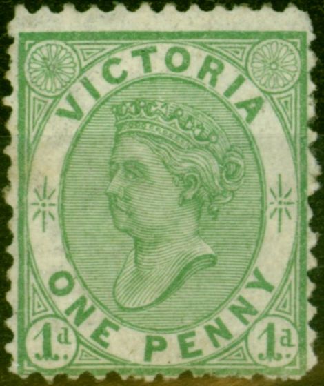 Collectible Postage Stamp from Victoria 1882 1d Yellow-Green SG208a P.12 Good Mtd Mint