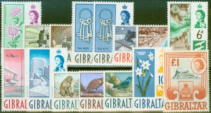 Valuable Postage Stamp from Gibraltar 1960-62 set of 15 SG160-173 V.F Very Lightly Mtd Mint