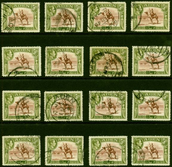Collectible Postage Stamp from Aden 1939 5R Red-Brown & Olive-Green SG26 Fine Used (Variants Available)