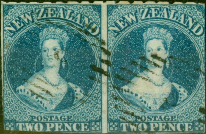 Rare Postage Stamp New Zealand 1859 2d Blue SG28 Roulette 7 Good Used Pair CV £7000 Rare