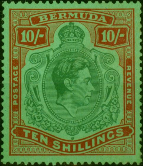 Collectible Postage Stamp Bermuda 1938 10s Green & Deep Lake-Pale Emerald SG119 Fine LMM