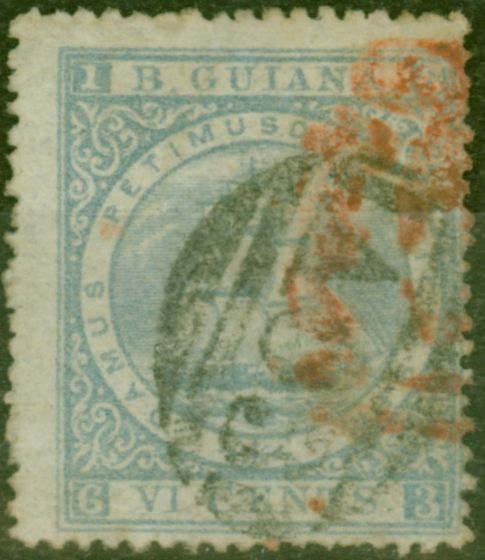 Collectible Postage Stamp from British Guiana 1875 6c Pale Ultramarine SG111 P.15 Fine Used