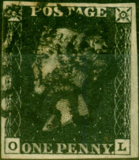 Collectible Postage Stamp GB 1840 1d Penny Black SG2 Pl. 6 (O-L) Fine Used