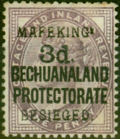 Valuable Postage Stamp from Mafeking 1900 3d on 1d Lilac SG7 Fine Unused CV £1000
