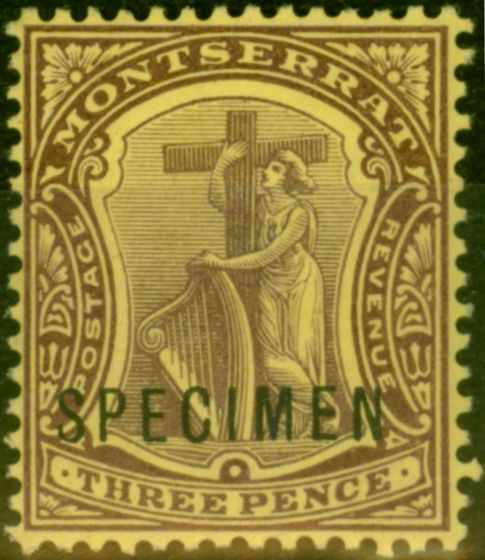 Collectible Postage Stamp from Montserrat 1914 3d Purple-Yellow Specimen SG40s Fine MNH