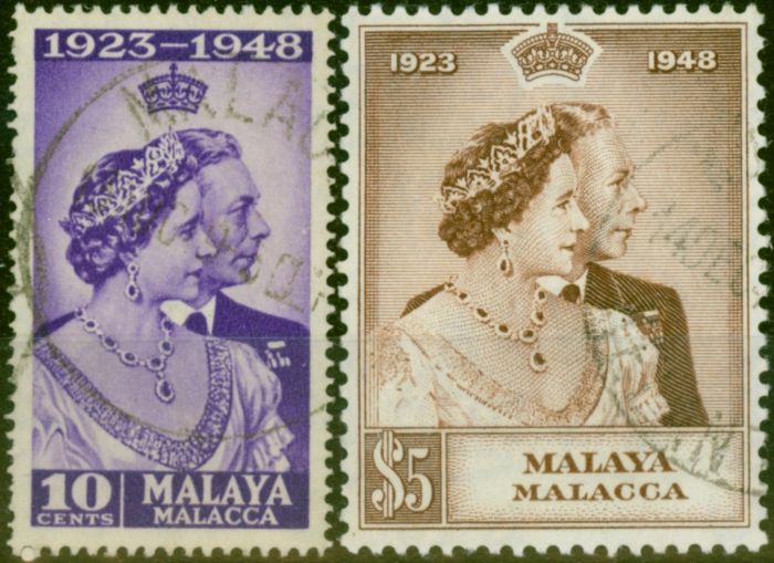 Rare Postage Stamp Malacca 1948 RSW Set of 2 SG1-2 V.F.U