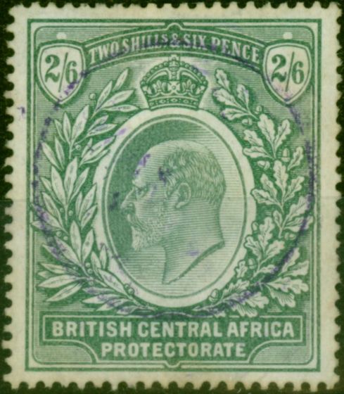 Rare Postage Stamp B.C.A Nyasaland 1903 2s6d Grey-Green & Green SG63 Fine Used (2)