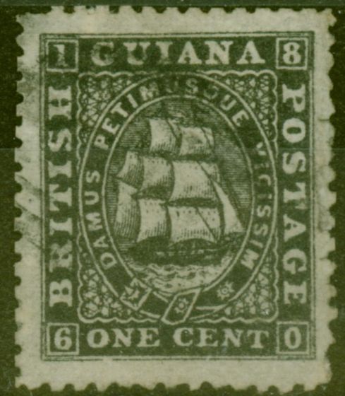 Rare Postage Stamp from British Guiana 1866 1c Black New Transfer SG66 Fine Used
