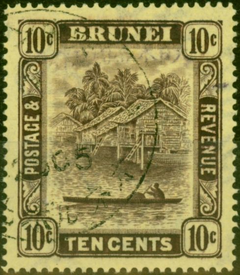 Old Postage Stamp Brunei 1942 Jap Occu 10c Purple & Yellow SGJ11 V.F.U