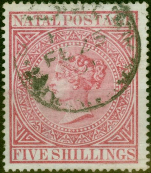 Collectible Postage Stamp Natal 1874 5s Carmine SG73 Fine Used