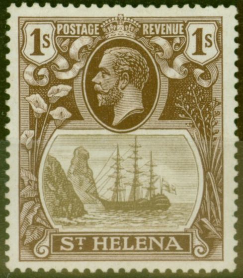Collectible Postage Stamp from St Helena 1922 1s Grey & Brown SG106b Torn Flag Fine Lightly Mtd Mint