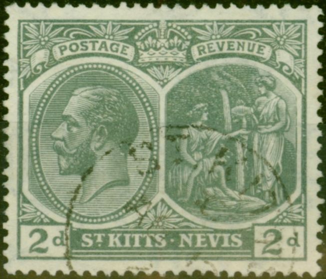 Rare Postage Stamp St Kitts & Nevis 1920 2d Slate-Grey SG27 Fine Used