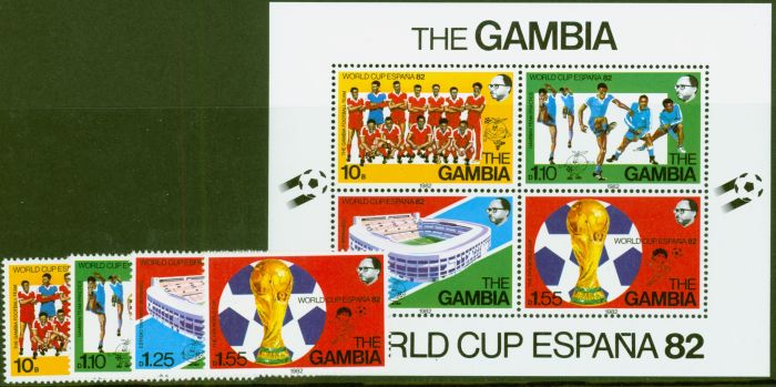 Rare Postage Stamp from Gambia 1982 World Cup set of 5 SG471-MS475 V.F MNH