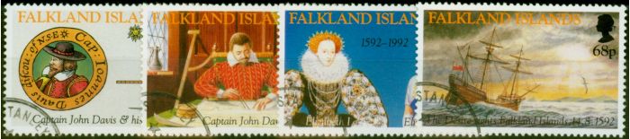 Rare Postage Stamp from Falkland Islands 1992 1st Sighting of Falkland Is Set of 4 SG661-664 V.F.U