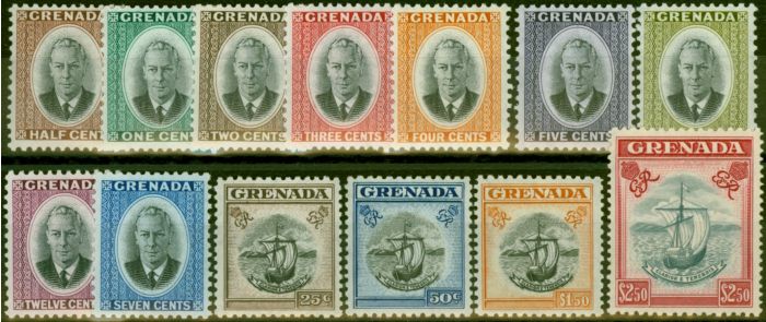 Collectible Postage Stamp Grenada 1951 Set of 13 SG172-184 Fine MM
