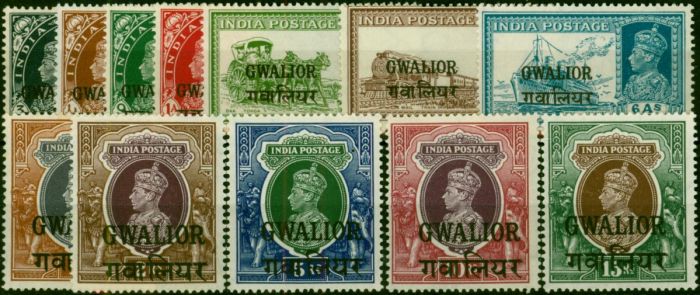 Gwalior 1938-48 Set of 12 to 15R SG105-116 V.F MNH & LMM . King George VI (1936-1952) Mint Stamps