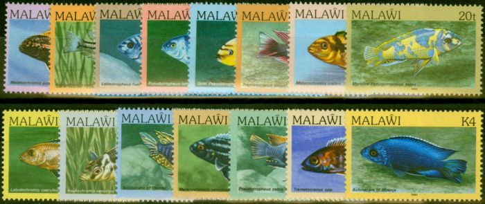 Collectible Postage Stamp from Malawi 1984 Fishes Imprint Set of 15 SG688-702 V.F MNH