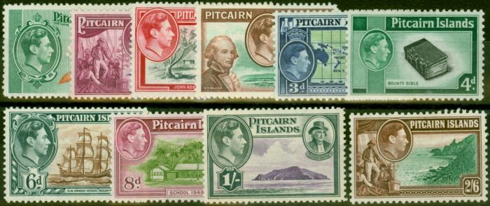 Valuable Postage Stamp Pitcairn Islands 1940-51 Set of 10 SG1-8 Fine LMM
