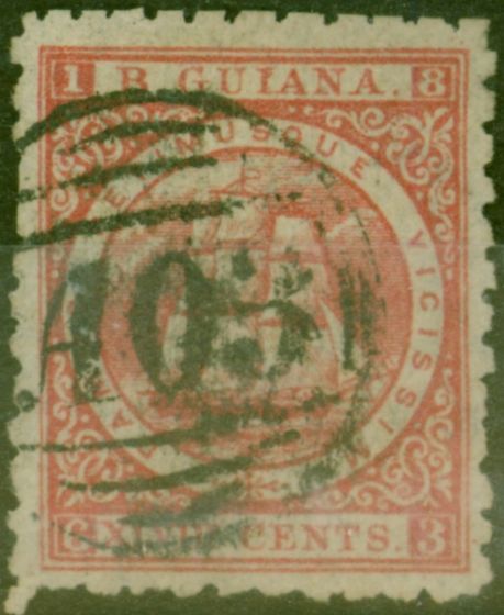 Old Postage Stamp from British Guiana 1866 48c Red SG105 P.10 Fine Used