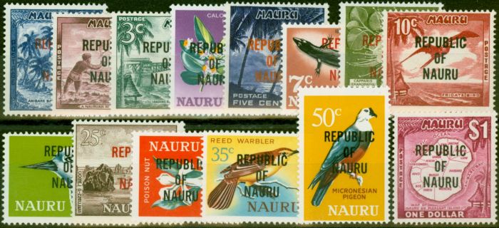 Rare Postage Stamp Nauru 1968 Republic Set of 14 SG80-93 V.F MNH