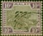 Rare Postage Stamp Fed Malay States 1900 10c Grey-Brown & Purple SG20d Fine Used