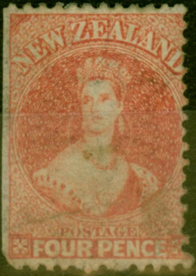 Rare Postage Stamp New Zealand 1865 4d Deep Rose SG119 Good MM Scarce CV £3500