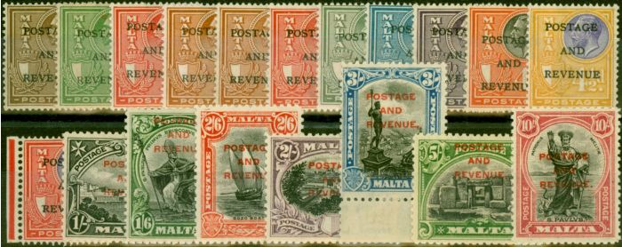 Rare Postage Stamp Malta 1928 Set of 19 SG174-192 Fine LMM
