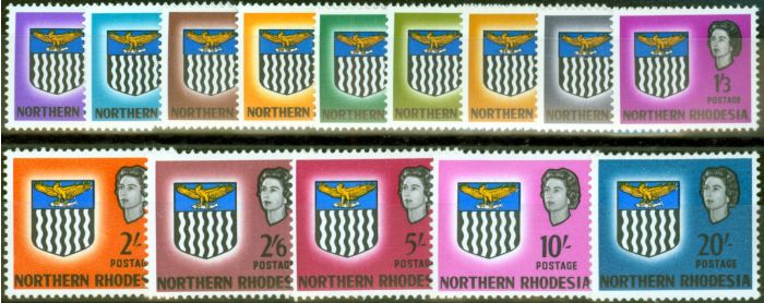 Collectible Postage Stamp from Northern Rhodesia 1963 set of 14 SG75-88 Fine Lightly Mtd Mint