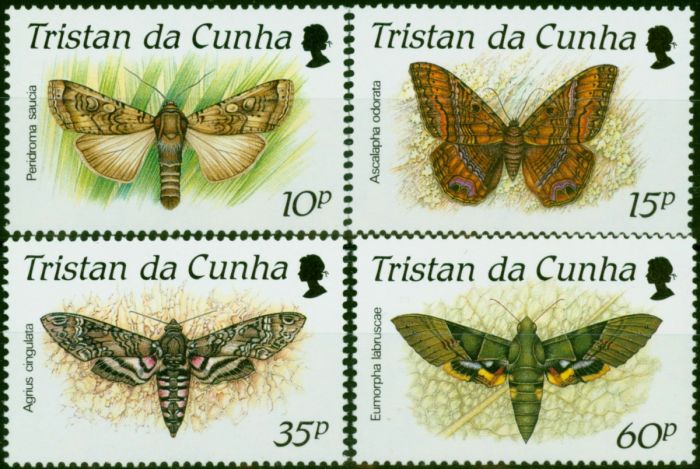 Tristan Da Cunha 1990 Moths Set of 4 SG490-493 V.F MNH . Queen Elizabeth II (1952-2022) Mint Stamps
