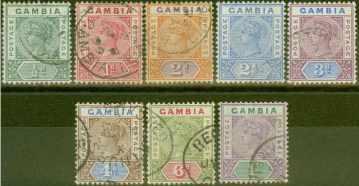 Collectible Postage Stamp from Gambia 1898 set of 8 SG37-44 V.F.U