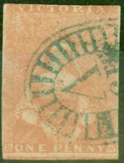 Collectible Postage Stamp from Victoria 1850 1d Dull Orange-Vermillion SG8 Good Used
